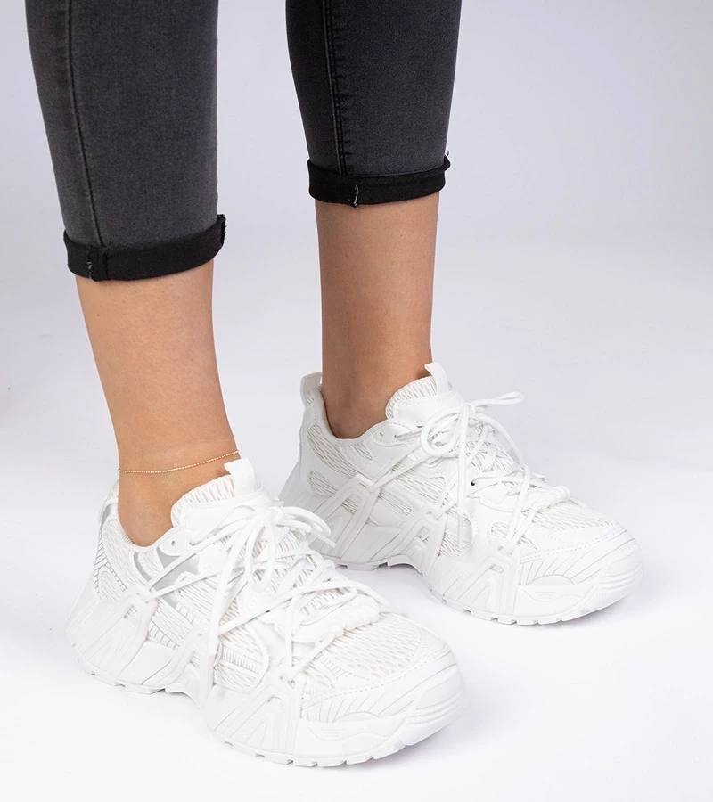 Gemre Adidași albi la modă cu talpă masivă Lukaro