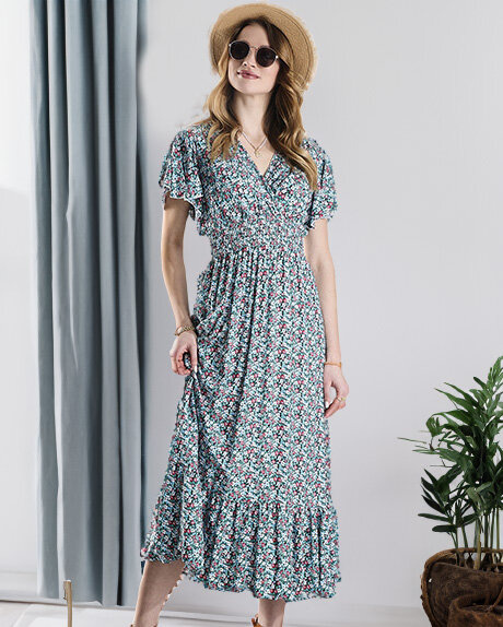 Resti Women's floral midi dress in blue- Clothing