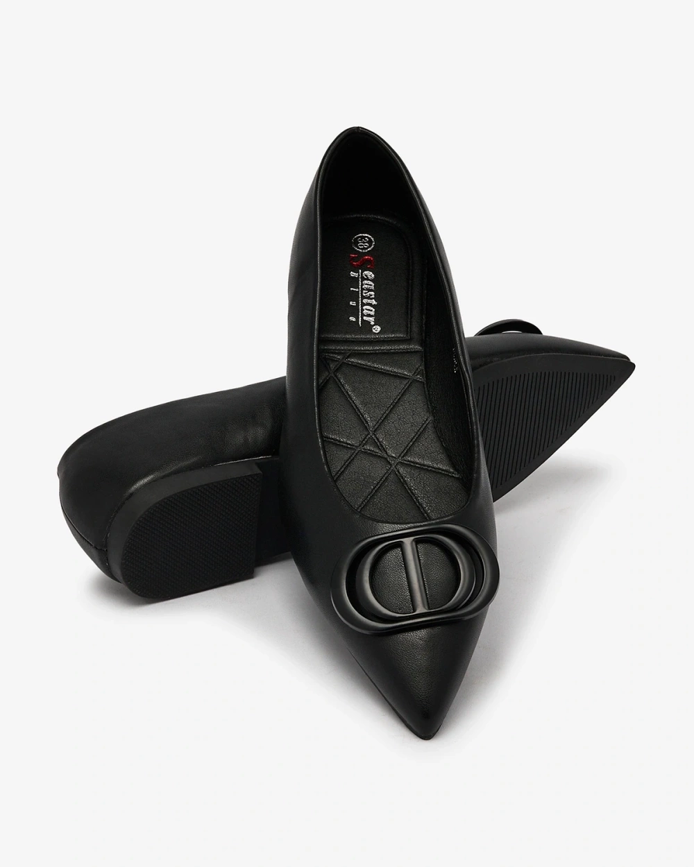 Resti Black women&#039;s pointed-toe ballerinas with Manixy nose embellishment