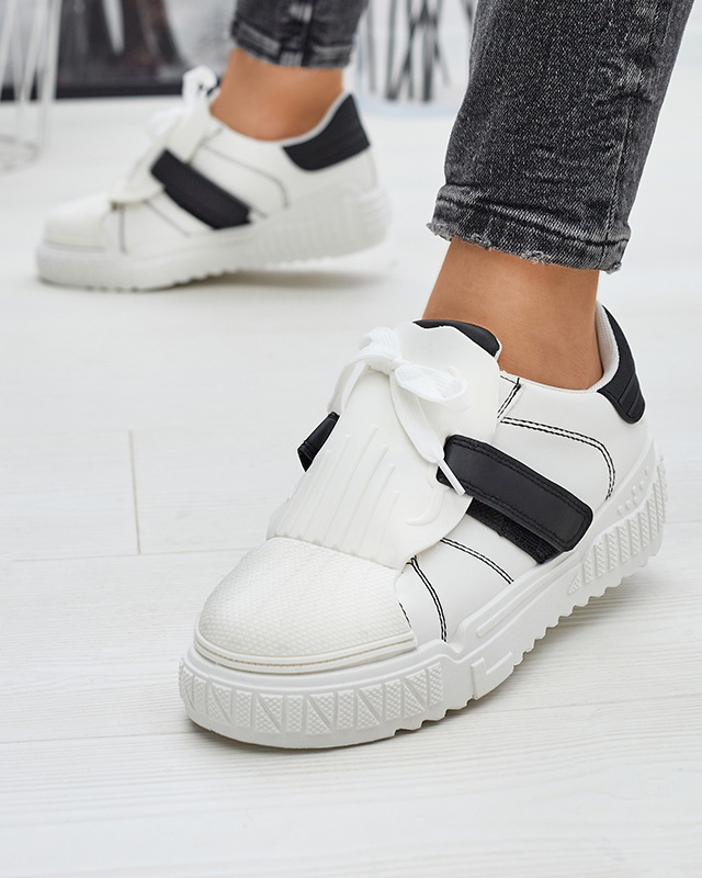 Resti Black and white women&#039;s sports shoes with rubber inserts Inika - Footwear