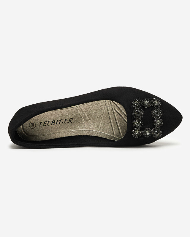Resti Black women&#039;s eco-suede ballerinas with Linselisa decoration - Footwear