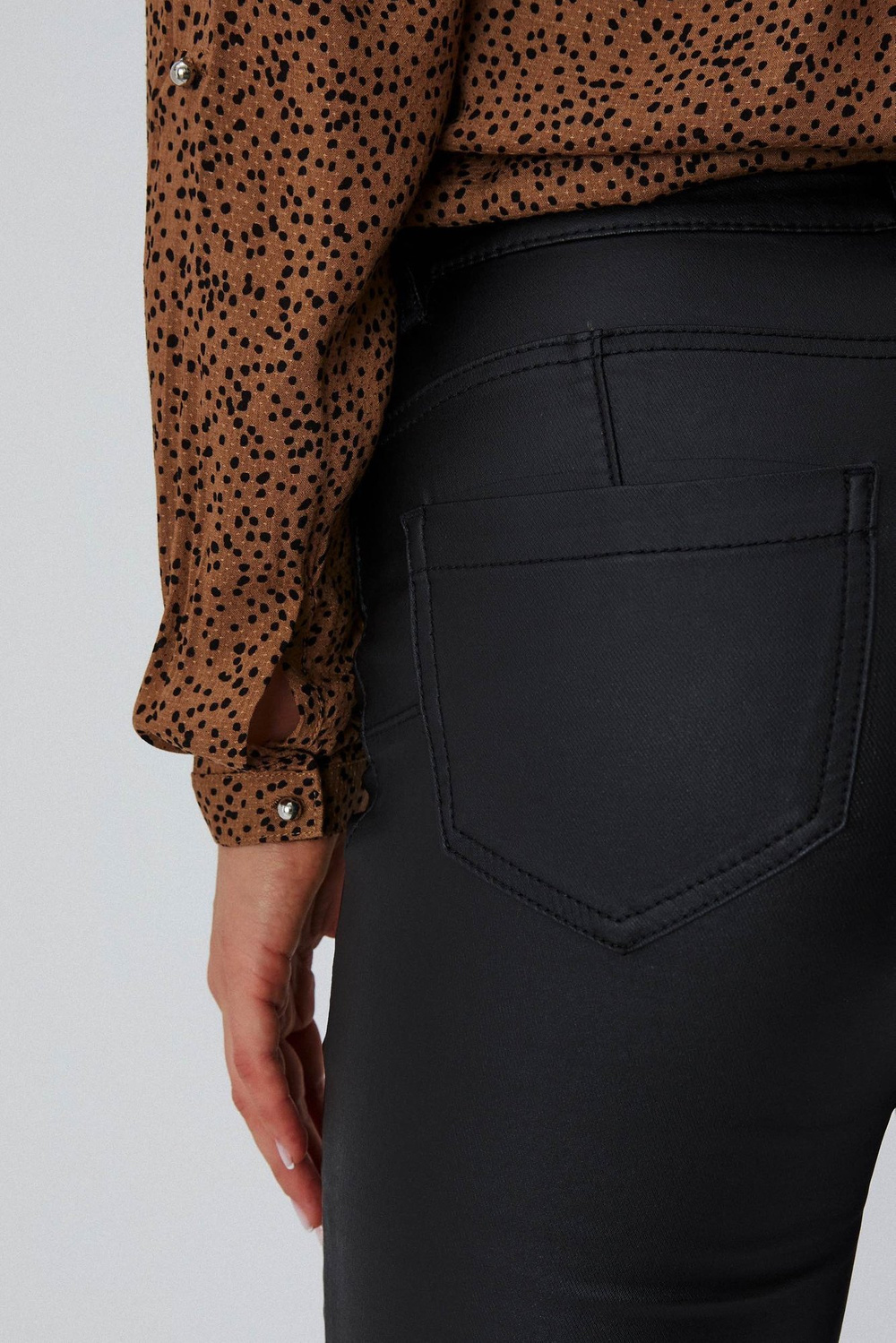 Marisse Waxed Slim Fit Trousers Z-Sp-3611 Black