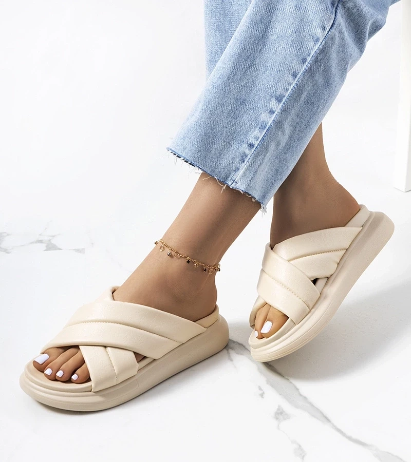 marka niezdefiniowana Flip-flops cu platformă bej de la Allport