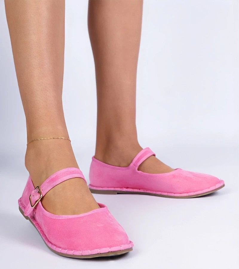 marka niezdefiniowana Pink women's ballerinas with a strap Meremi