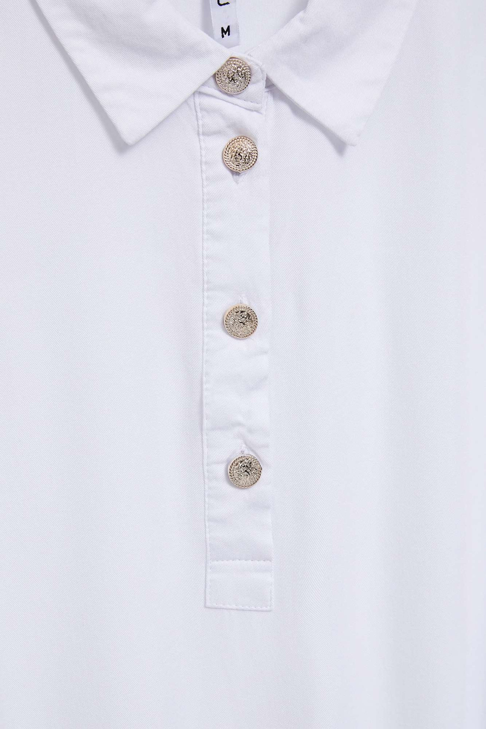 Marisse White Shirt With Decorative Buttons On The Neckline And Sleeves