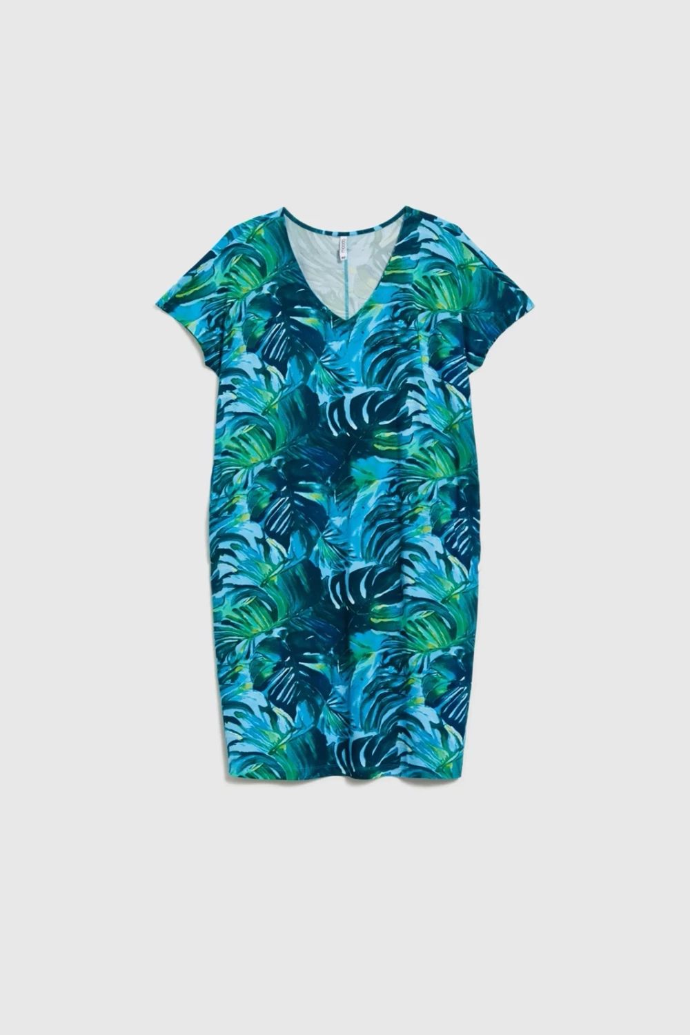 Marisse Blue Tropical Print Dress