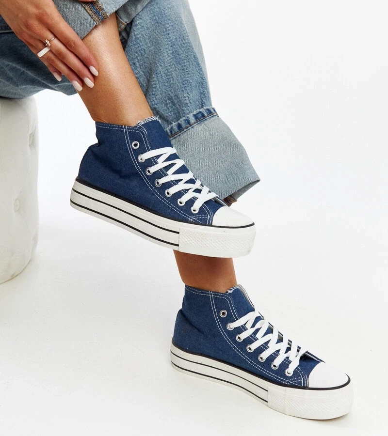 Gemre Teniși înalți din denim cu talpă groasă Bagy