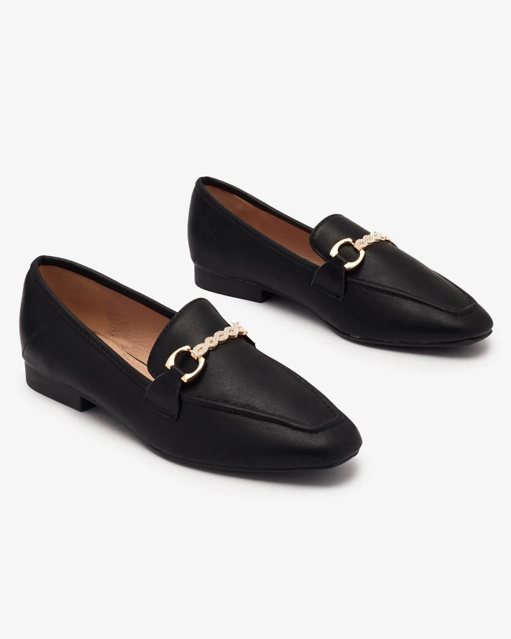 Resti Black women&#039;s moccasins with gold embellishment Suletta- Footwear