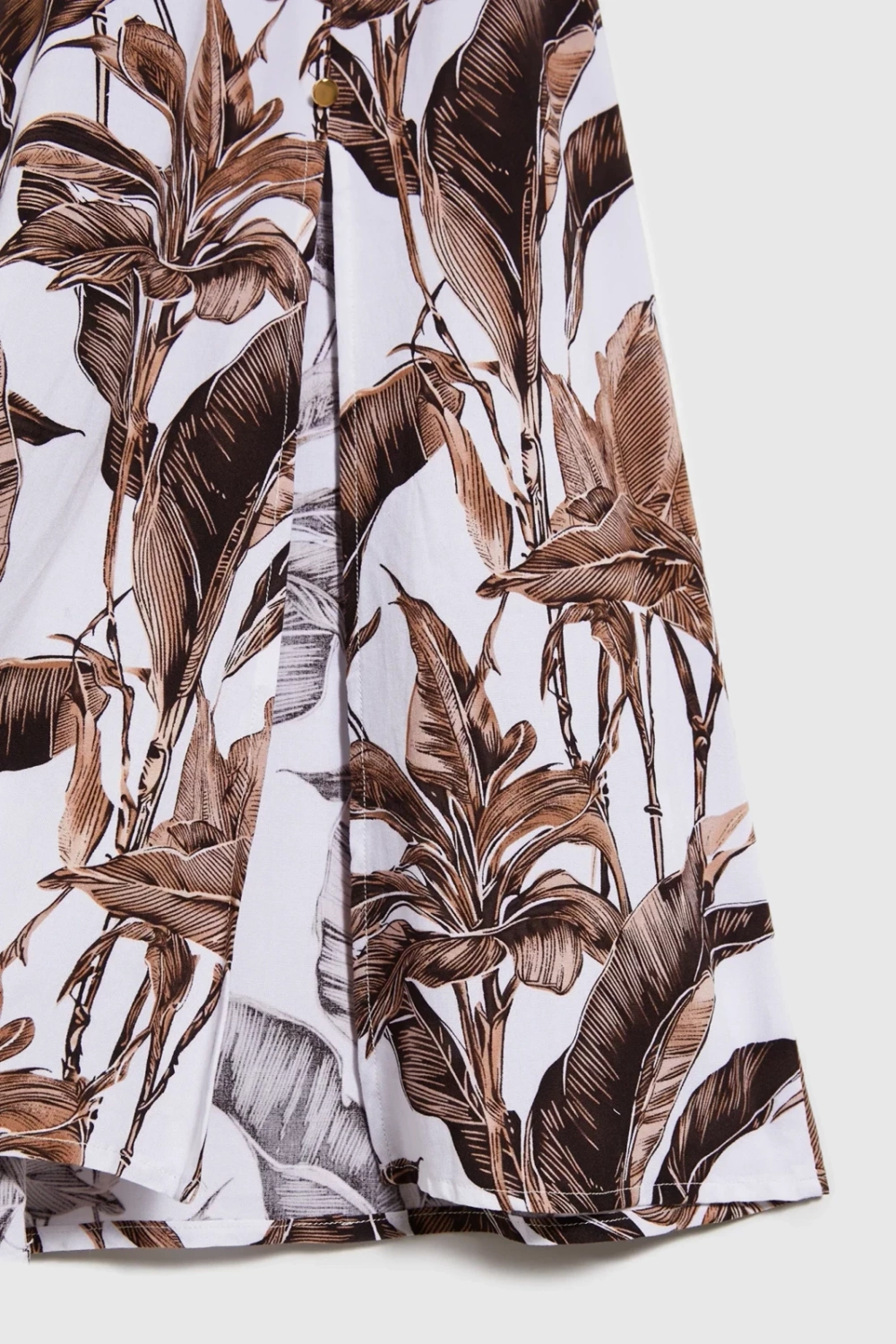 Marisse Brown Plant Print Midi Skirt