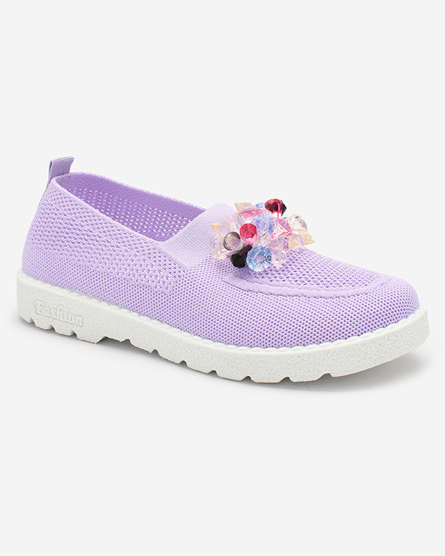 Resti Purple women&#039;s fabric moccasins with crystals Fezens