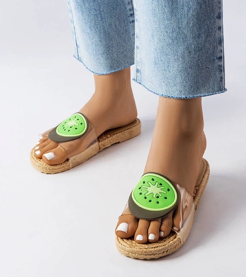 marka niezdefiniowana Flip-flops transparenți cu ornament Foddie