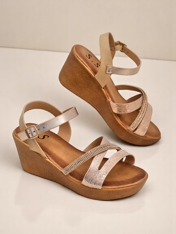 Resti Women's wedge sandals with rhinestones and glitter Eclat