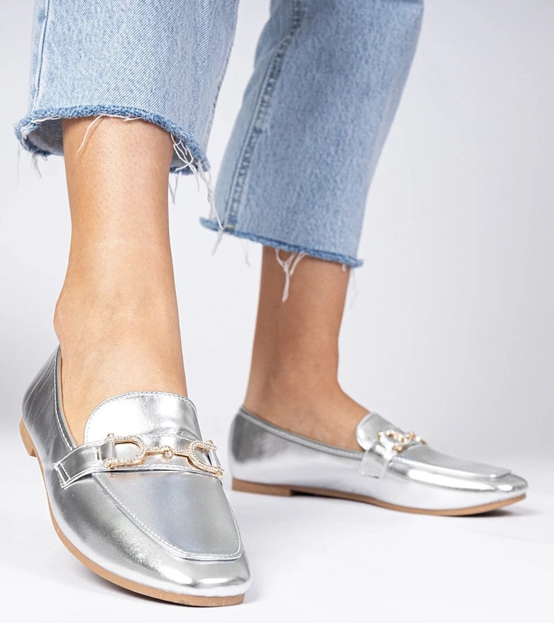 Gemre Pantofi eleganți argintii cu zirconii Banzao