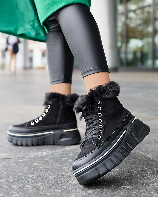 Resti Black women&#039;s lace-up platform snow boots Neatesa - Footwear