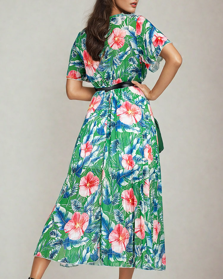 Resti Womens pleated floral midi dress