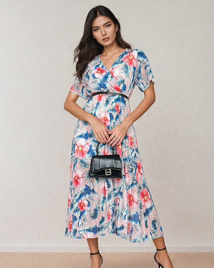 Resti Women's pleated floral midi dress