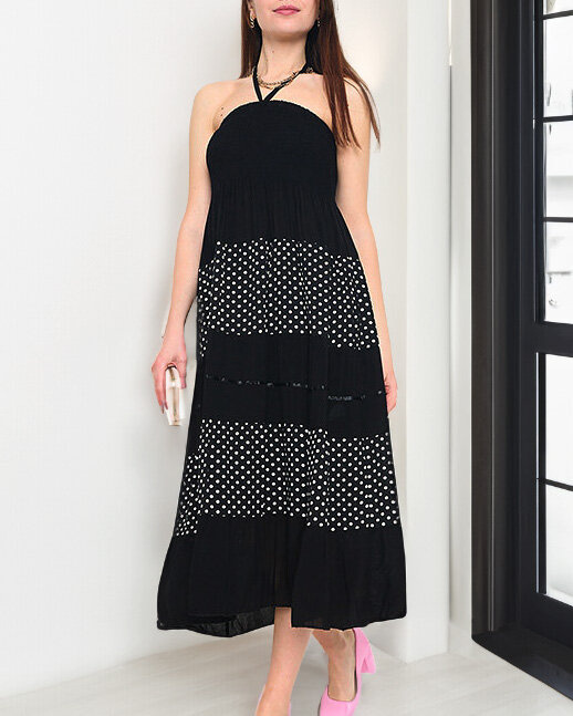 Resti Black polka dot maxi skirt PLUS SIZE - Clothing