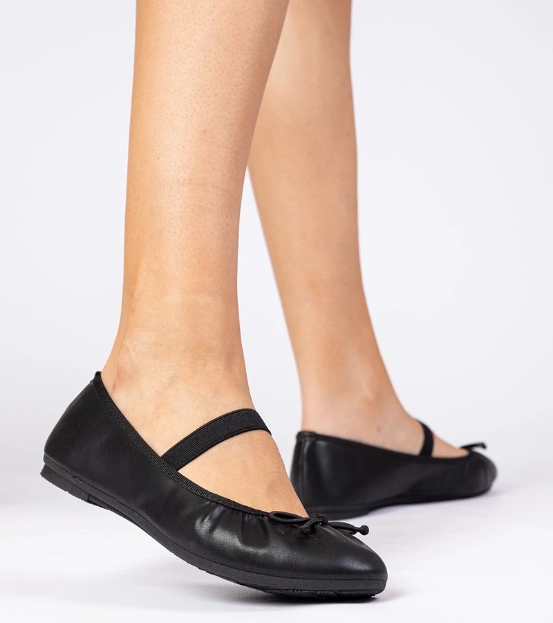 marka niezdefiniowana Black women's ballet flats with bow Lerona