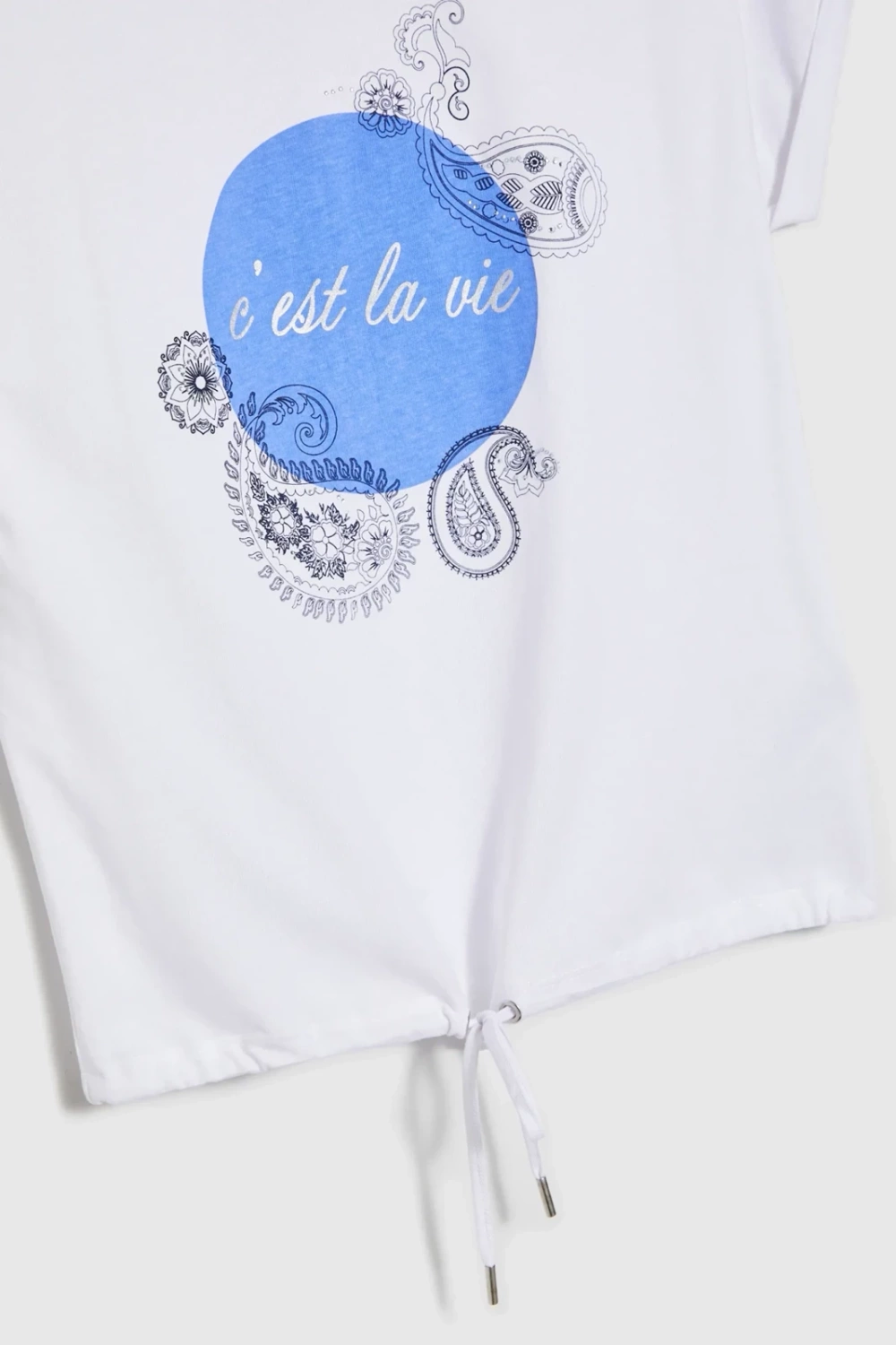 Marisse Cotton Blouse With Print, White