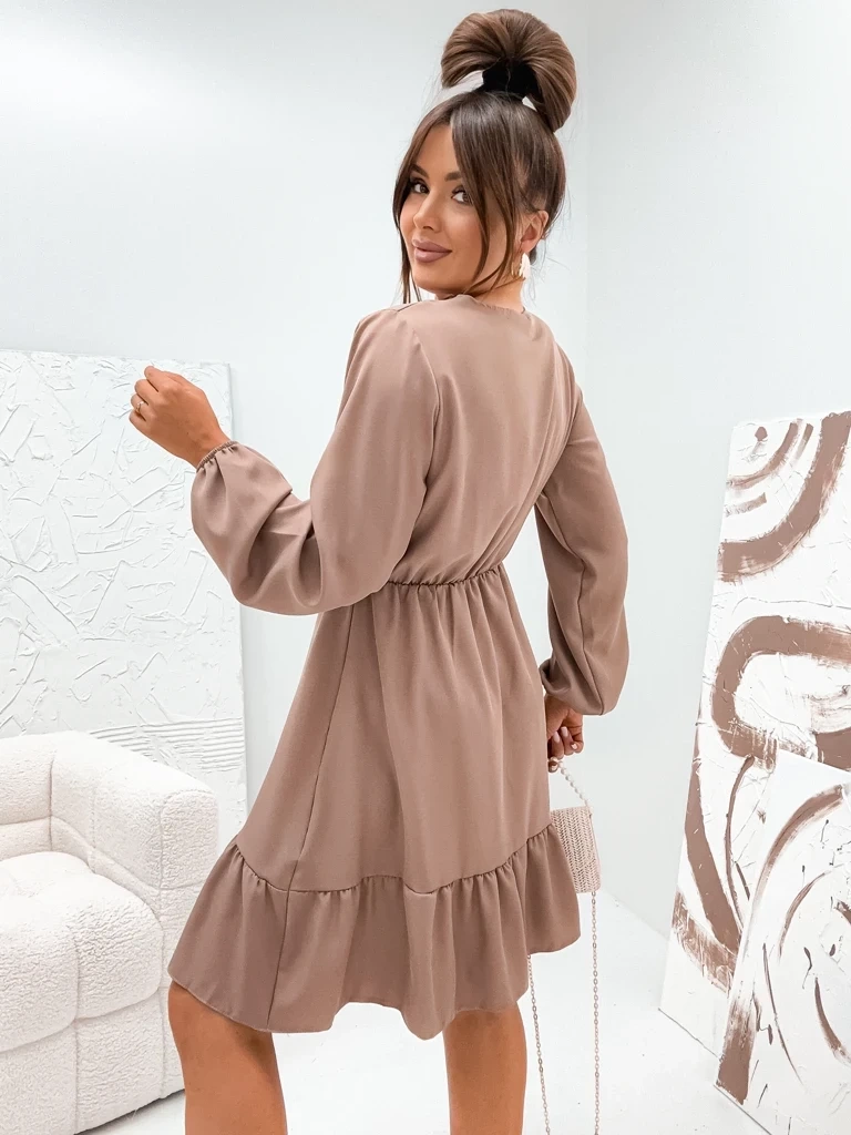 Resti Women's Mini Dress with Ruffles and Wrap Neckline