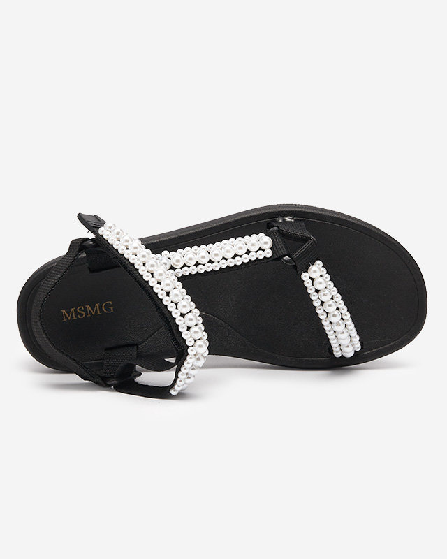 Resti Black women&#039;s sports sandals with Dotiss pearls- Footwear