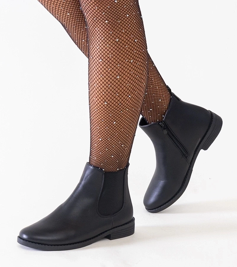 Gemre Botine clasice negre cu inserție elastică din piele ecologică Maiza