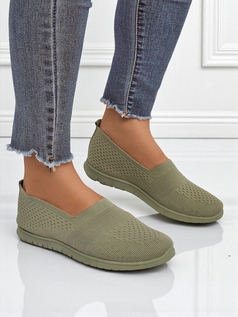 Resti Gaia Verde Women&#039;s Moccasins – Comfortable Green Fabric Flat Shoes