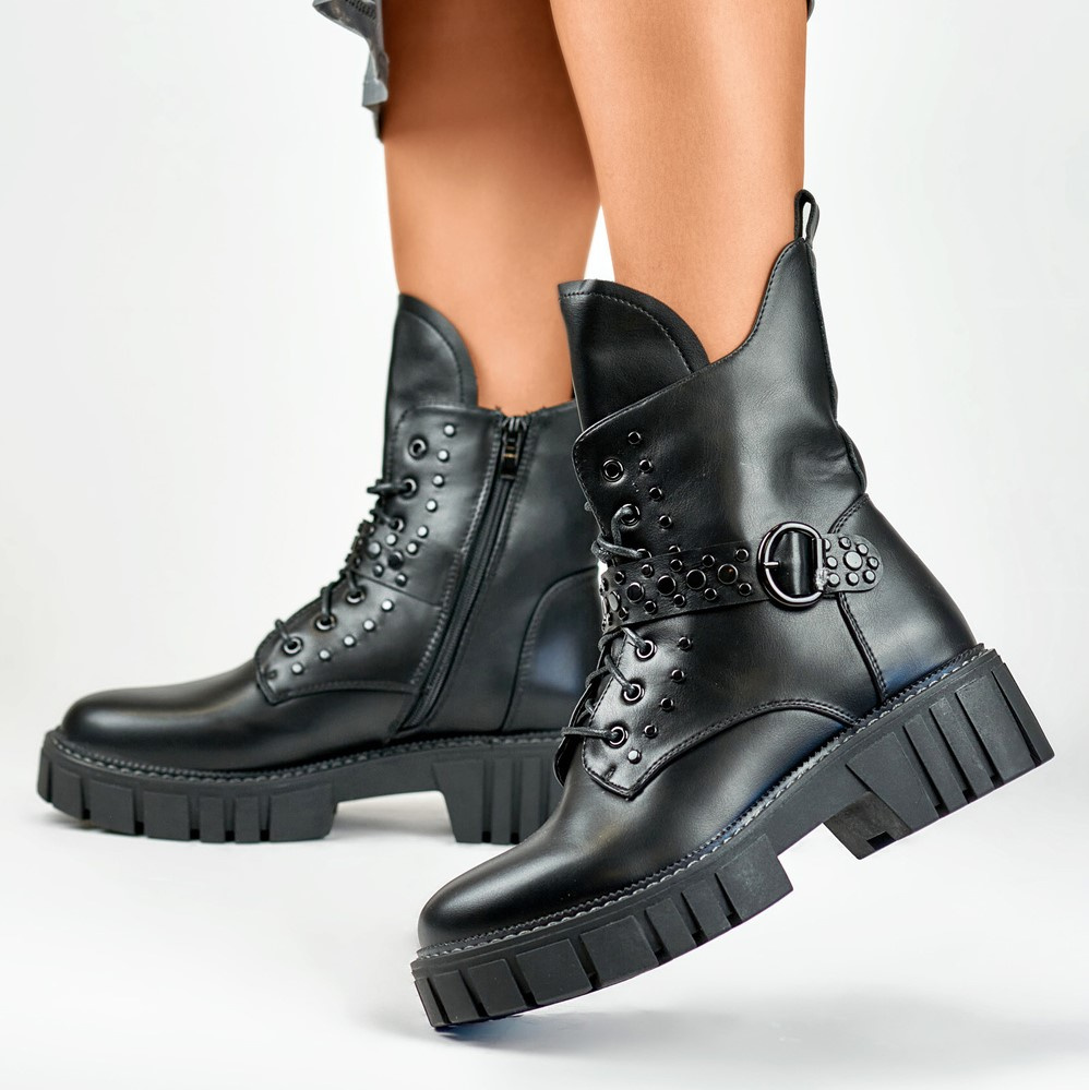 primohurt Rockowe botki damskie z ozdobną sprzączką