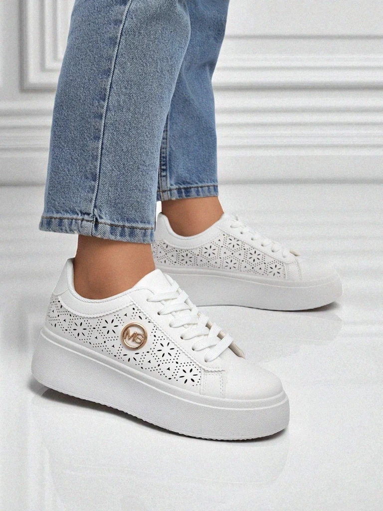 Resti Aelia women&#039;s platform sneakers white openwork ecru