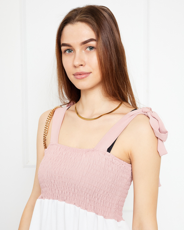 Resti Pink women's dress with tied straps - Clothing