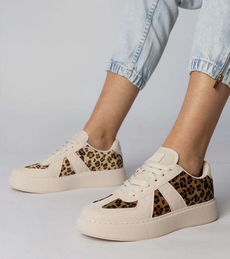 Gemre Adidași damă Toris bej cu imprimeu leopard