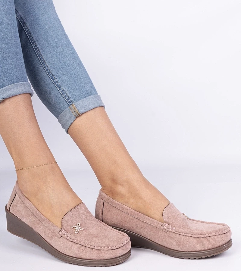 Gemre Sarimi pantofi damă roz cu platformă din piele ecologică întoarsă