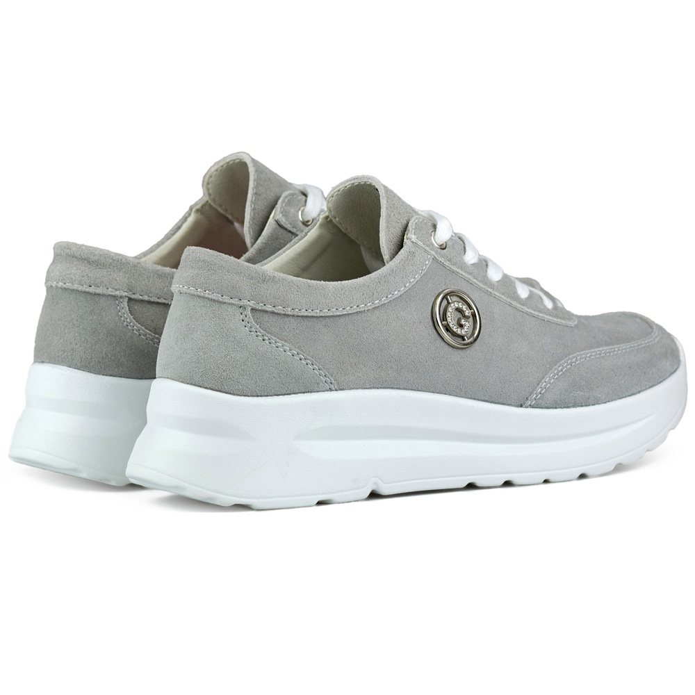 primohurt Sneakersy damskie ze skóry naturalnej w kolorze szarym