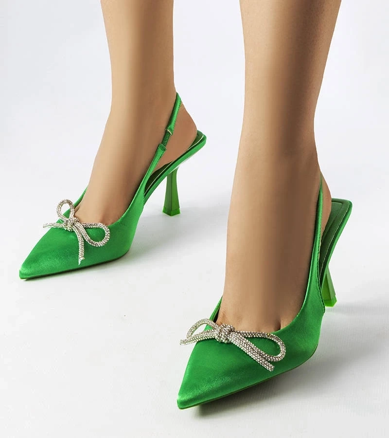 Gemre Stilettos verzi cu arc Wildrose