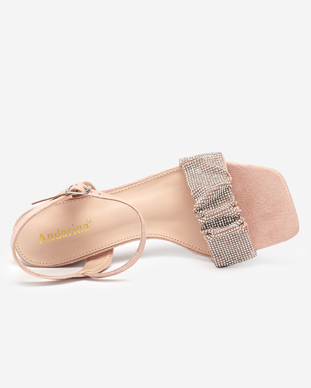 Resti Pink women's sandals on a post with cubic zirconias Trieste - Footwear