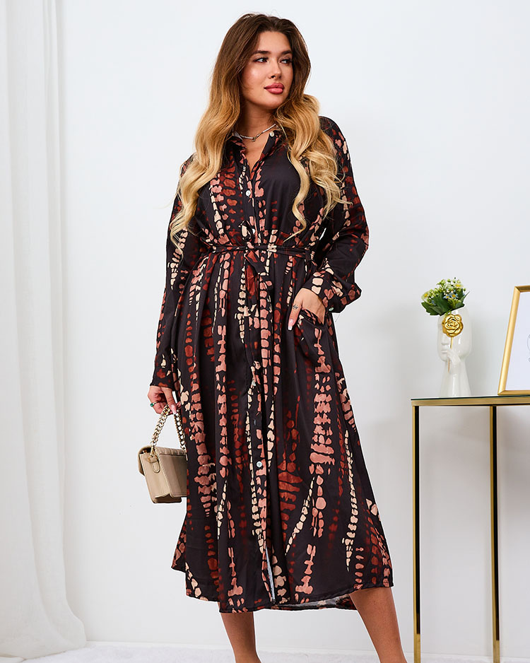 Resti Black and brown patterned womens maxi dress