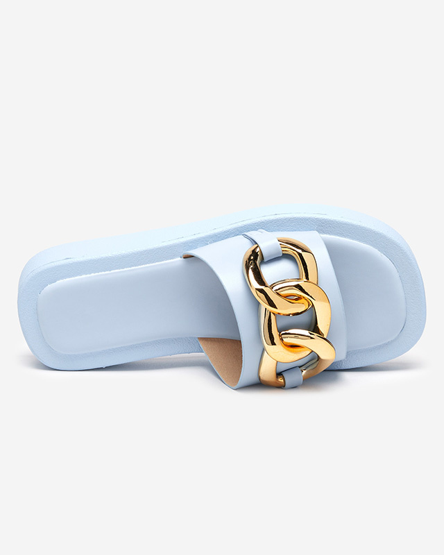 Resti Women&#039;s blue slippers with a gold chain Reteris - Footwear
