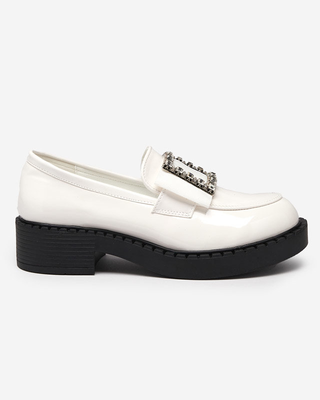 Resti Lacquered shoes with a white buckle. Fogim- Footwear