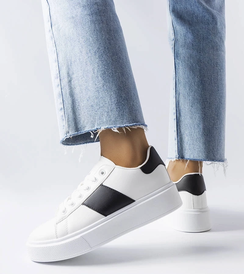 Gemre Adidași albi cu curea neagră Aurélie