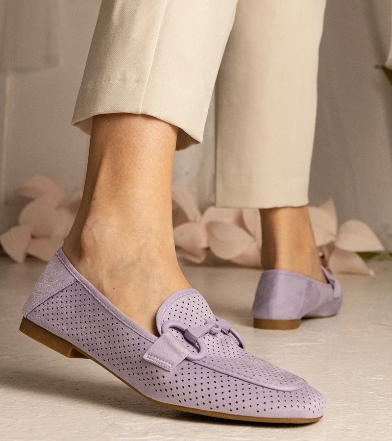 Gemre Mocasini de damă violet perforați cu ornament Mensory