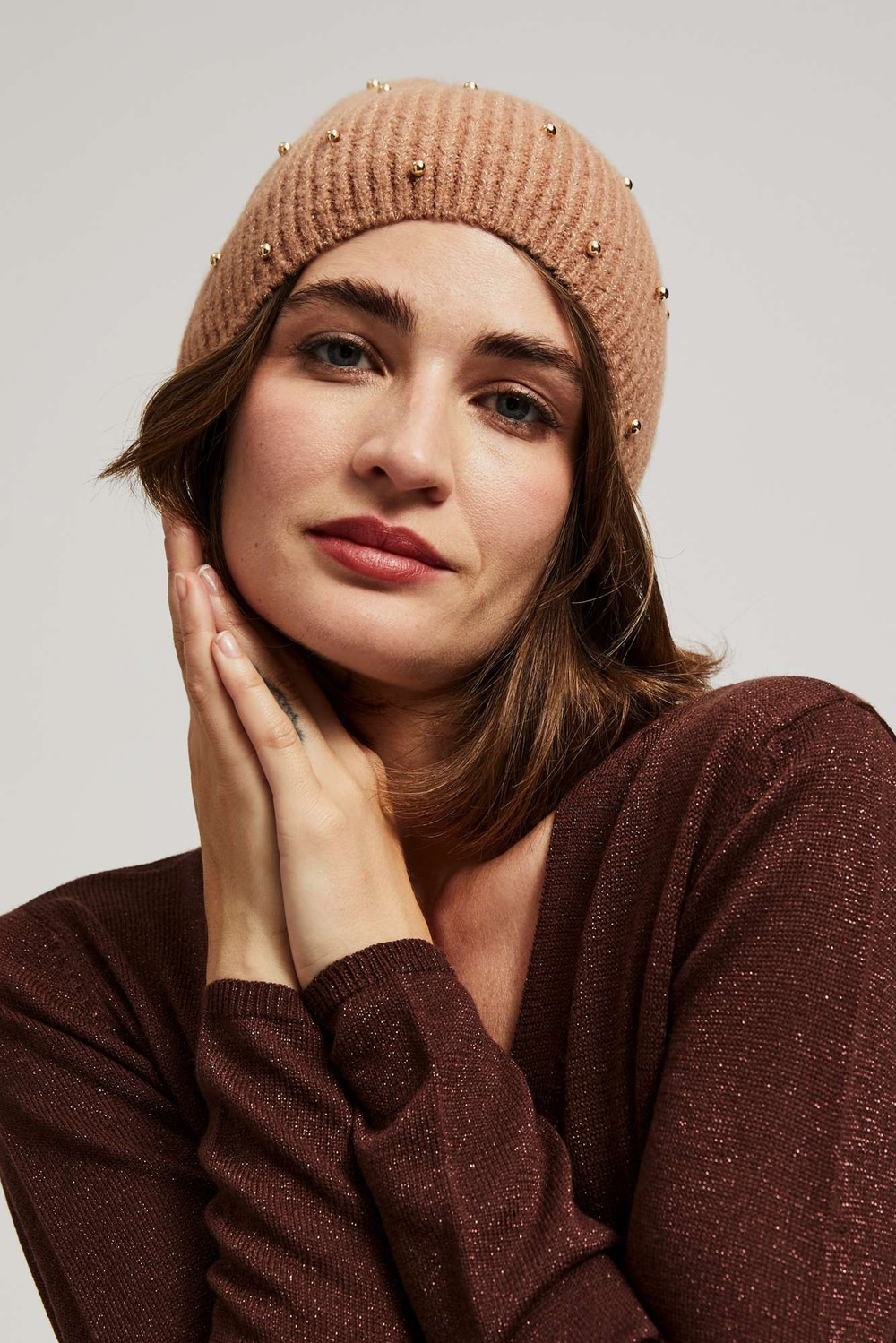 Marisse Knitted Hat With Beads