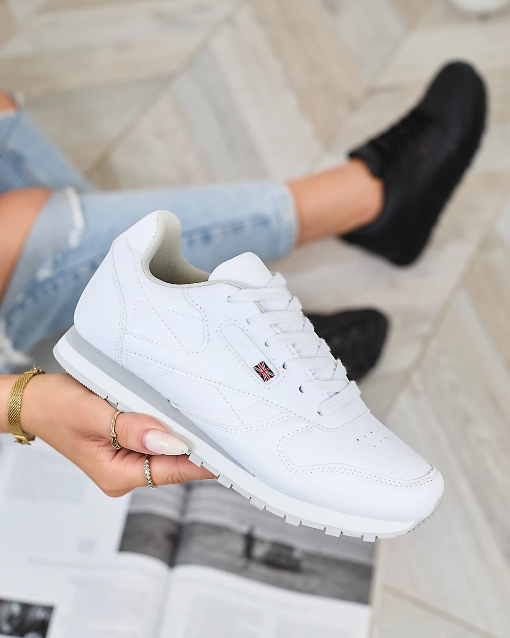 Resti Classic Women&#039;s White and Gray Sports Shoes Reurabos