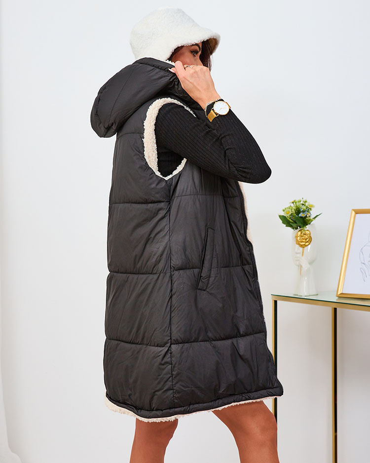 Resti Black and cream long double-sided women's vest