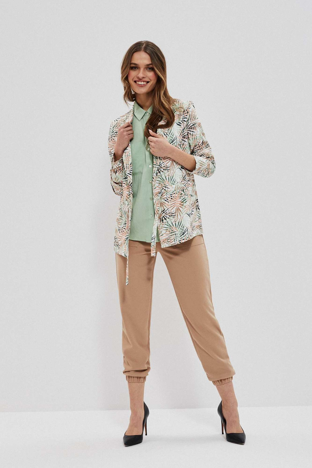 Marisse Tropical Print Jacket L-Mr-3704 White