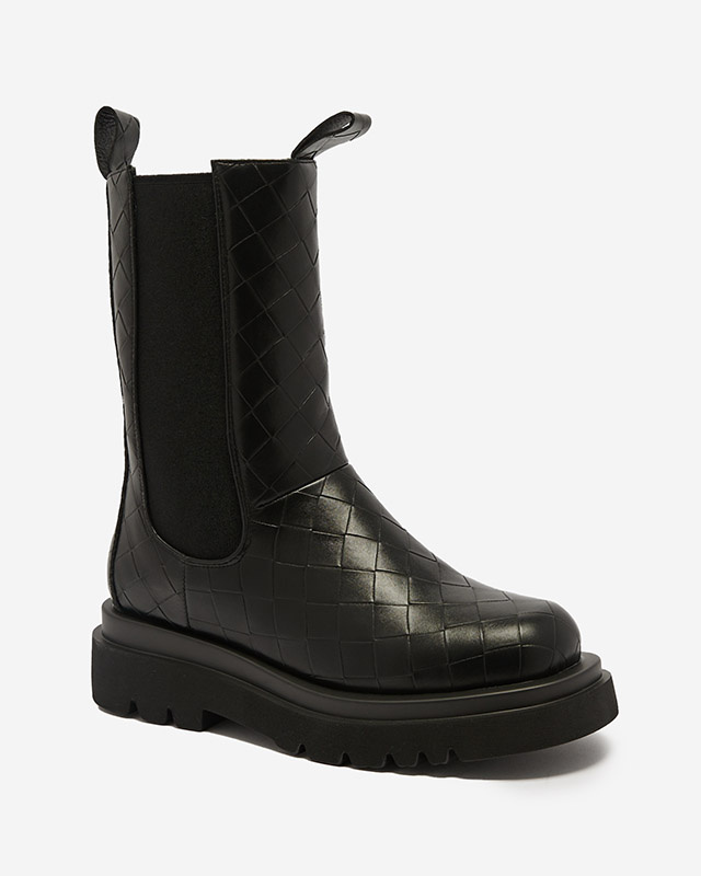 Resti Black women&#039;s boots with embossing Ahetto- Footwear