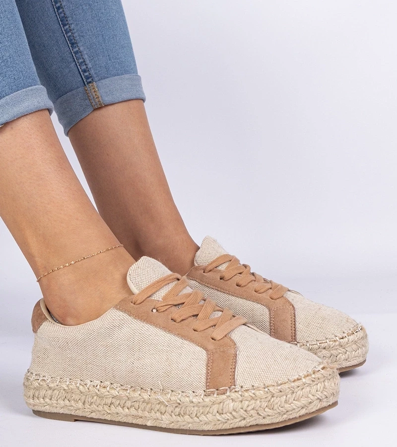 Gemre Espadrile maro de damă cu șireturi Malsi