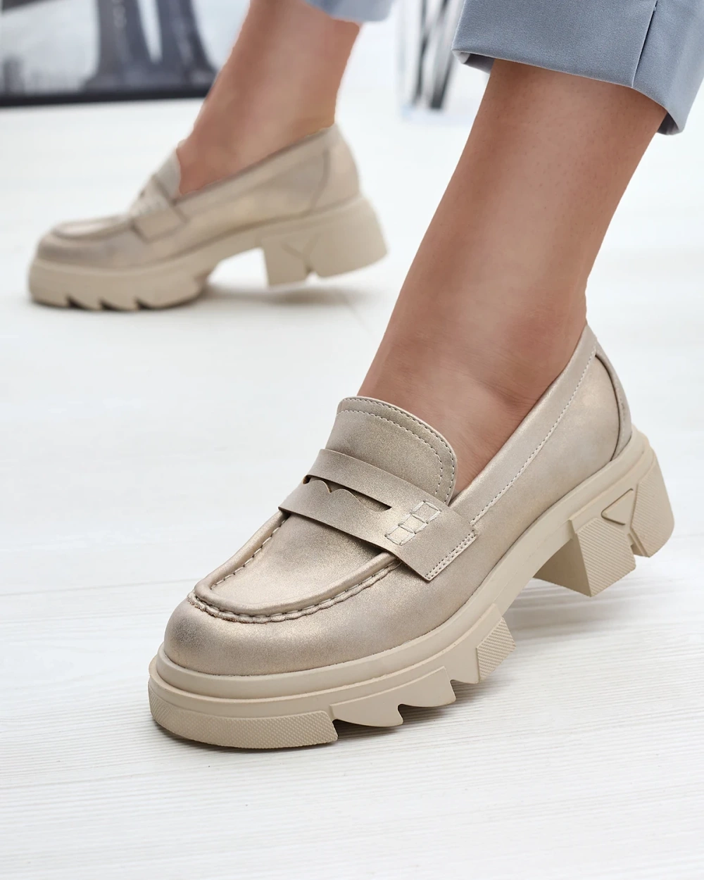 Resti Gold women&#039;s eco leather moccasins Sepop- Footwear