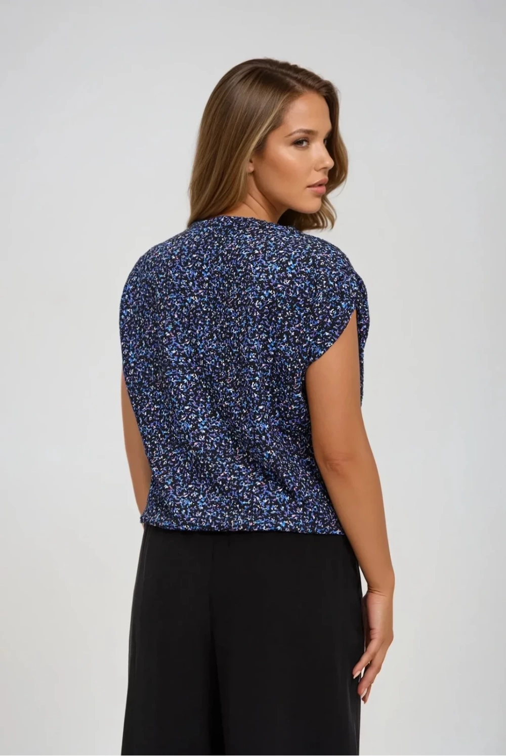 Marisse Patterned Blue Blouse