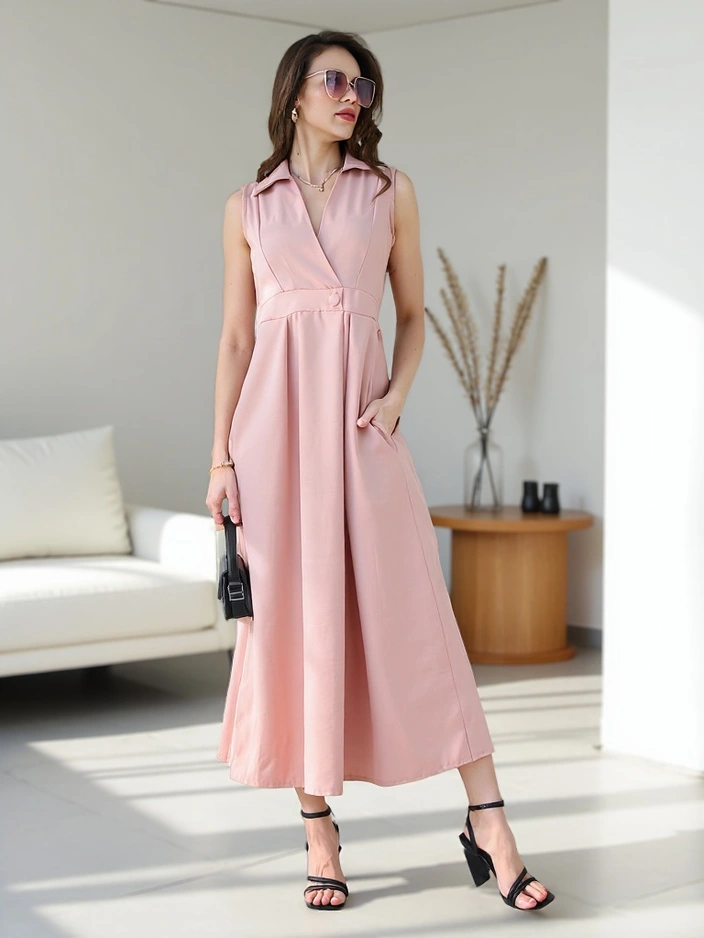 Resti Women's sleeveless dress with a wrap neckline Bizness