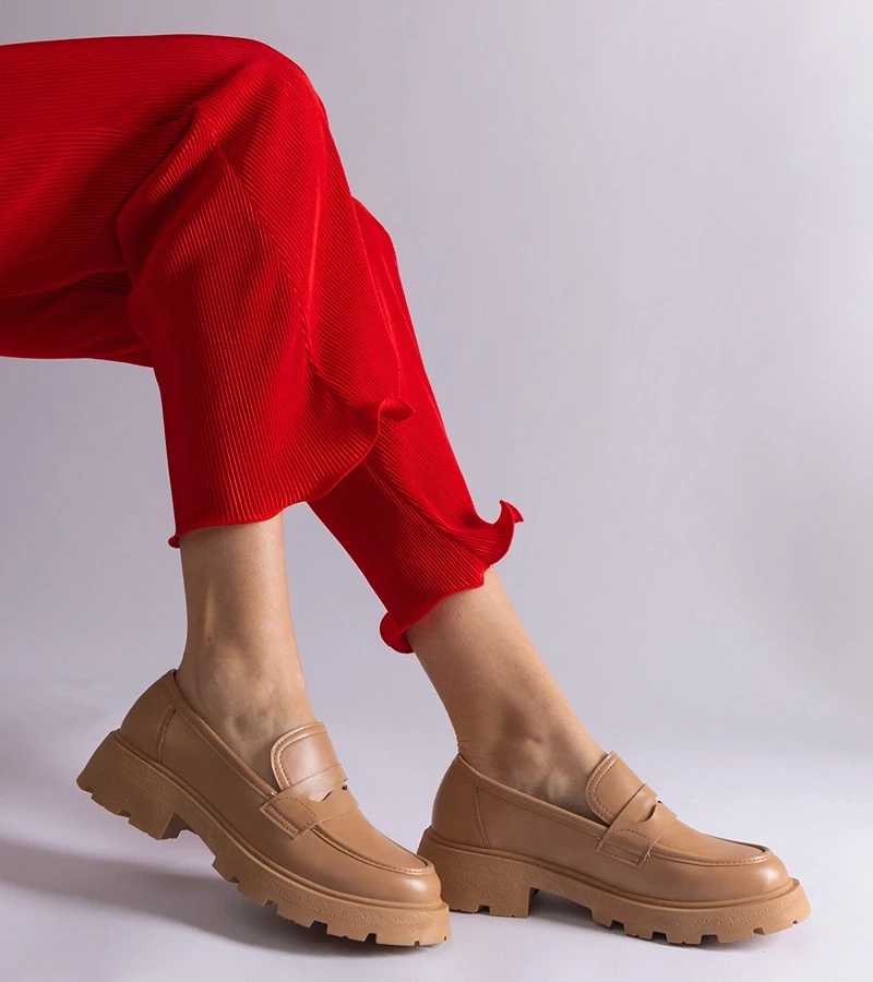 Gemre Mocasini bej închis pentru femei din piele ecologică Violanda